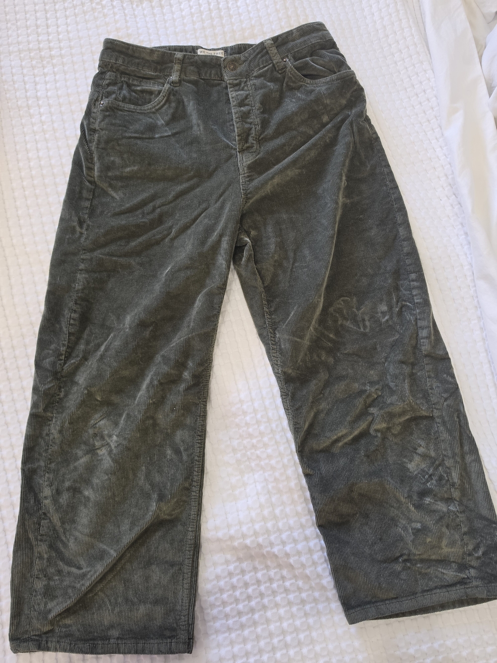 Free People We The Free Olive Corduroy Cropped Wide Leg Pants 29
